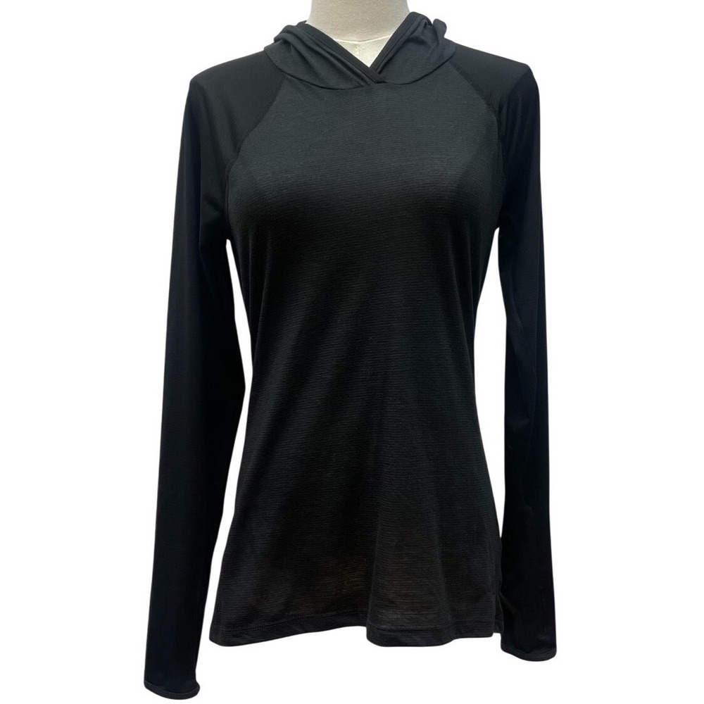 North Face Impulse FlashDry Hoodie Womens S Black Hybrid Raglan Pullover Shirt